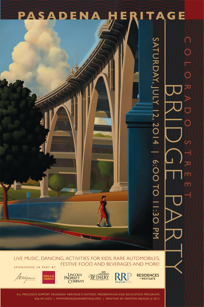 Colorado Street Party on the Bridge poster, Pasadena Heritage
